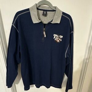 Vintage 1996 Taz Warner Bros Studio Store Quarter Zip Pullover Sweatshirt L
